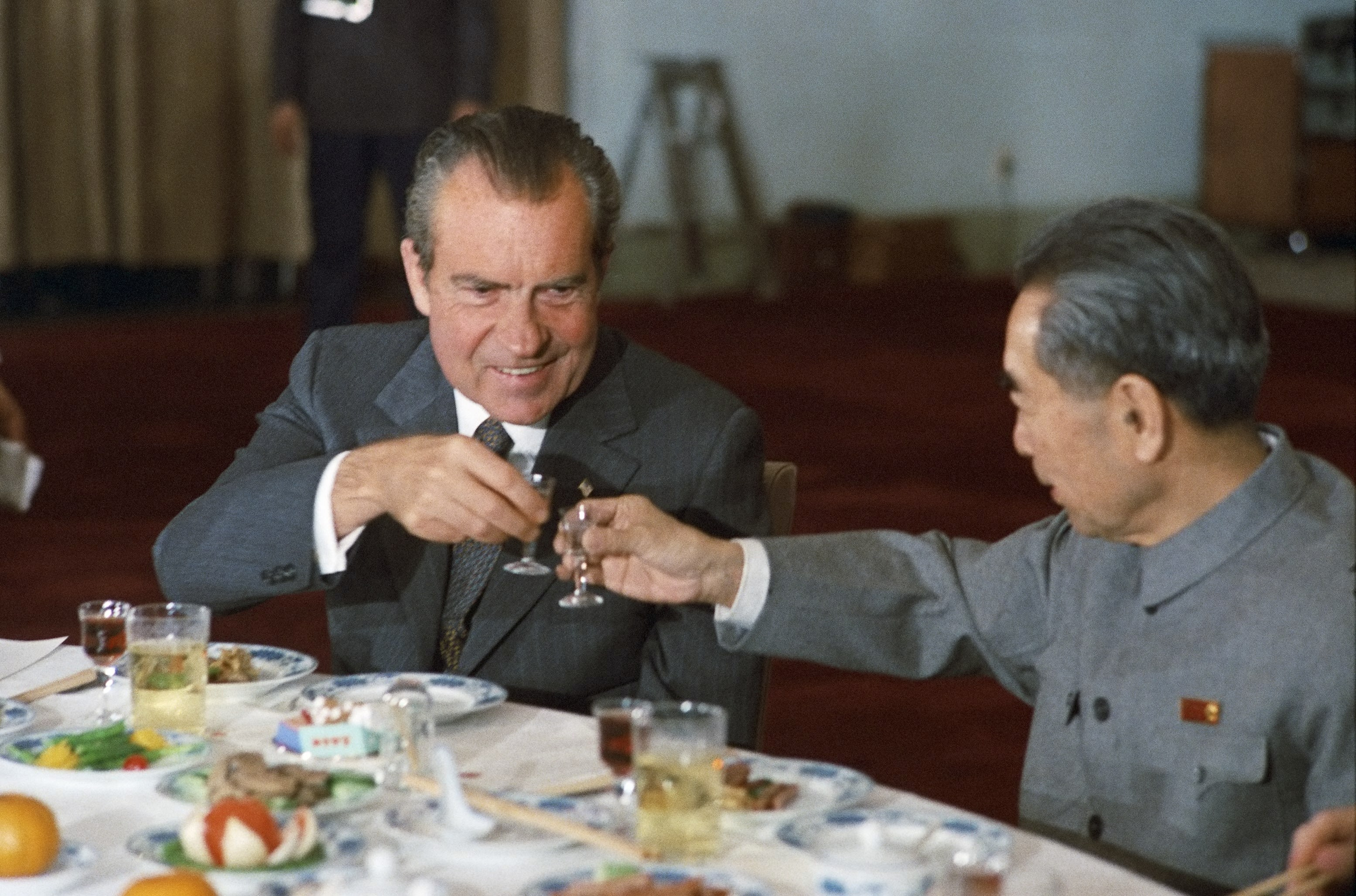 U.S. President Richard Nixon and Chinese Premier Zhou Enlai, Feb. 25, 1972. (White House/Wikimedia Commons)