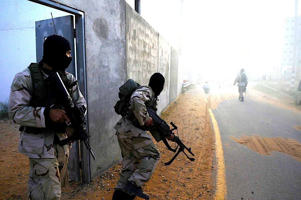 Israeli forces drilling in the Urban Warfare Training Center, simulating fighting in populated cities in 2012.
