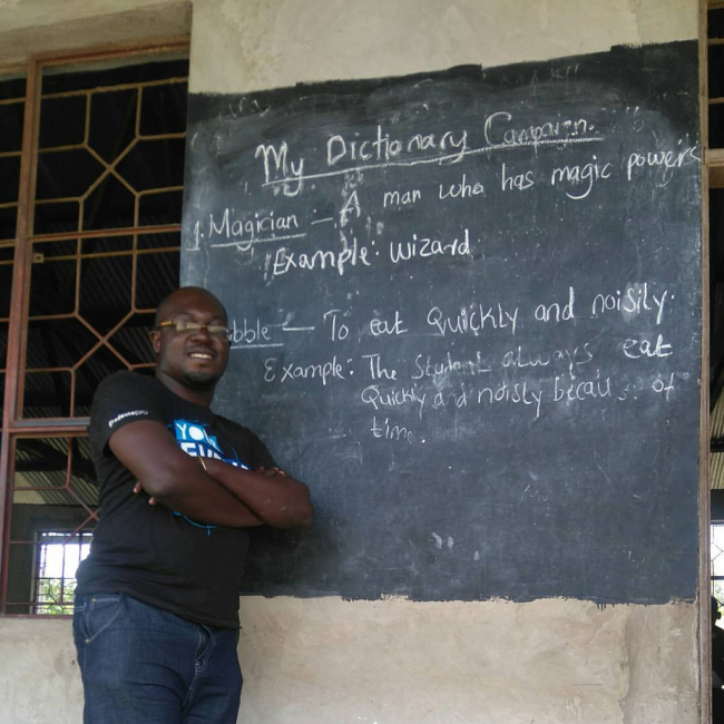 Richard Ali at a government school in Ngongare, Tanzania